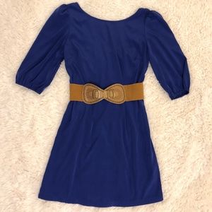 Blue belted dress